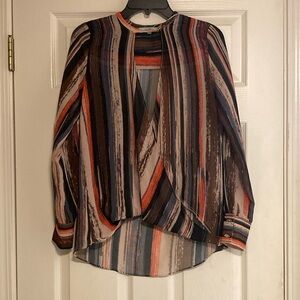 Karlie Black and Pink Asymmetrical Cut Out Blouse